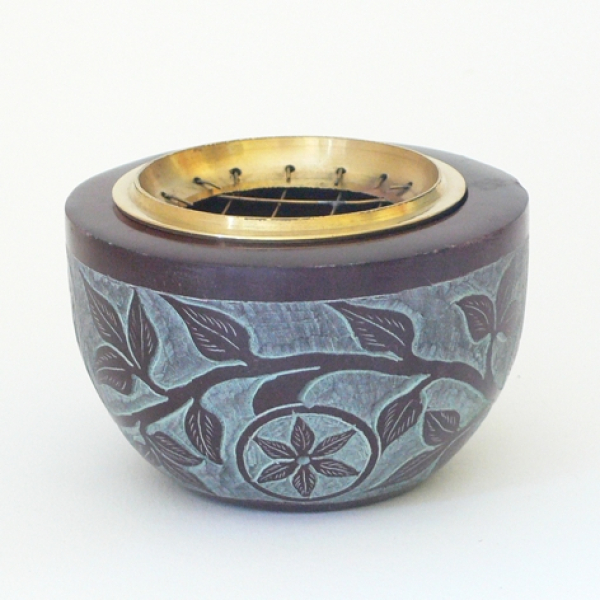 Speckstein-Räuchergefäß "Blum", burgunderfarben (Amber)