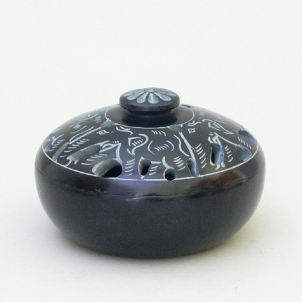 Speckstein-Räucherdose "Elefant" schwarz