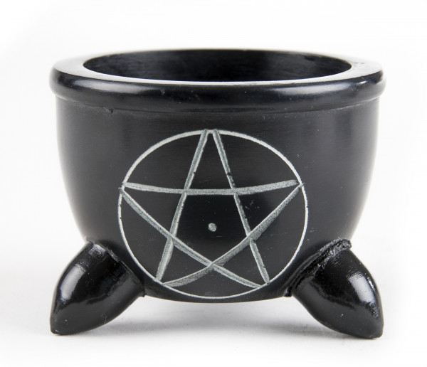 Pentagramm Specksteinräuchergefäß mit Füßchen klein