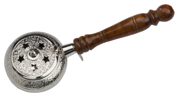 Preview: Räucherpfanne "Orient" mit Deckel und Holzgriff jetzt auch in Silberoptik