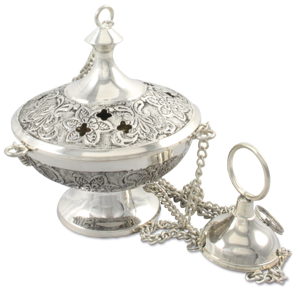 Weihrauchschwenker aus Messing, versilbert