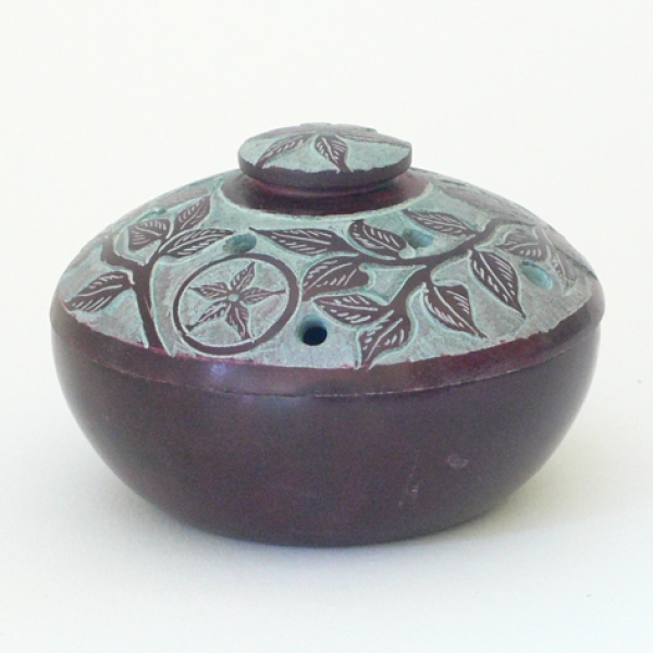 Speckstein-Räucherdose "Amber", burgunderfarben