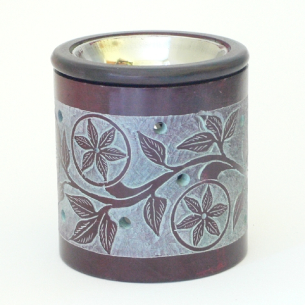 Räucherduftlampe "Ambar" aus Speckstein. Wahlweise mit Edelsteinsieb