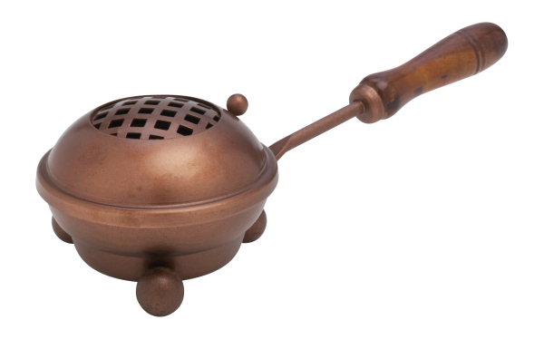 Räucherpfanne "Gitter" mit Deckel und Holzgriff