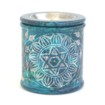 Räucherduftlampe "Mandala türkis" aus Speckstein. Wahlweise mit Edelsteinsieb.